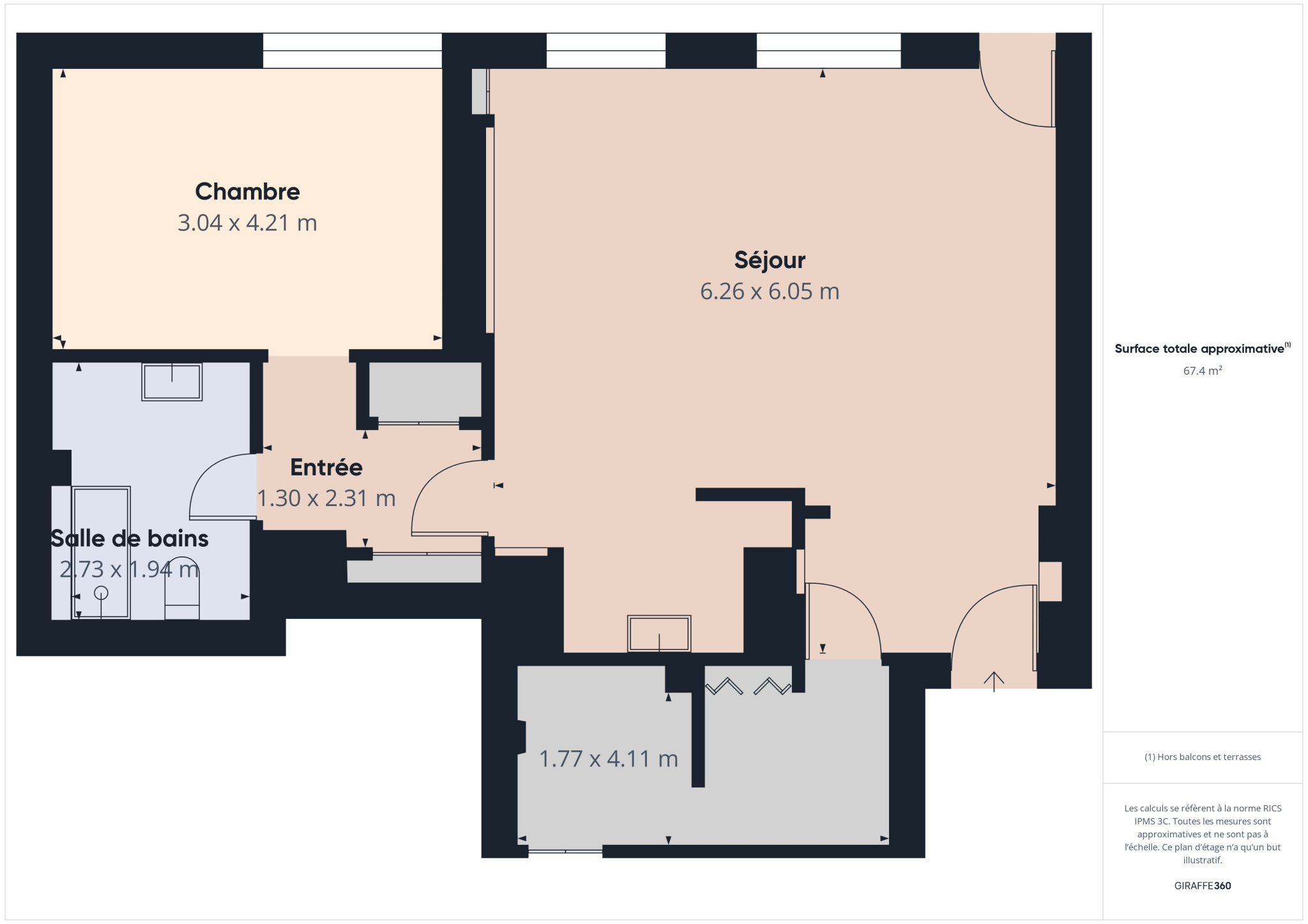 Vente de Appartement d'une surface de 60 m2