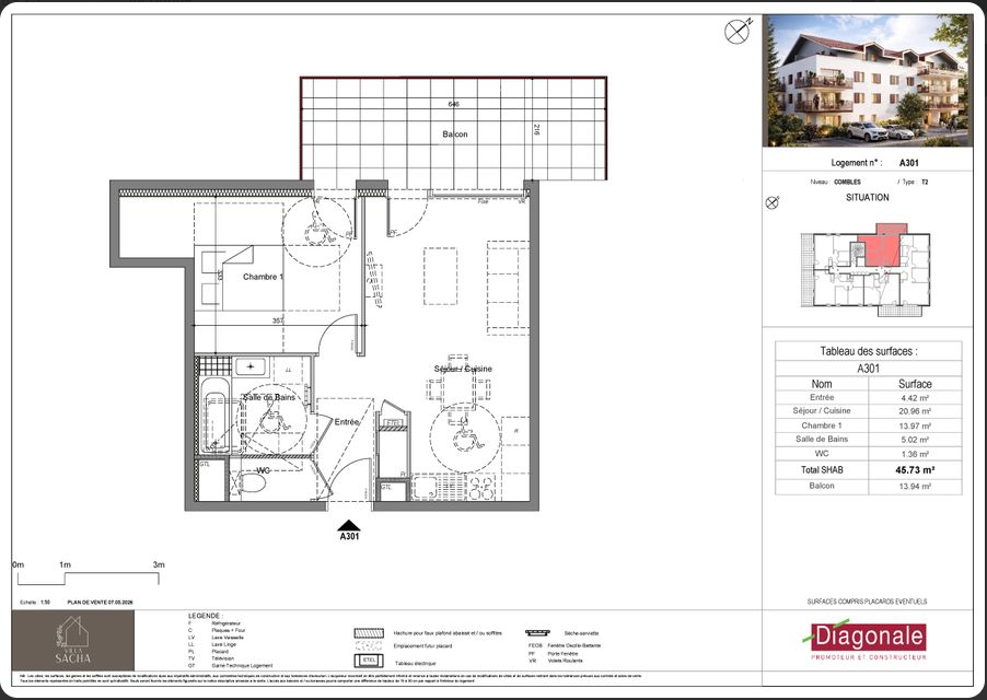Vente de Appartement d'une surface de 45 m2