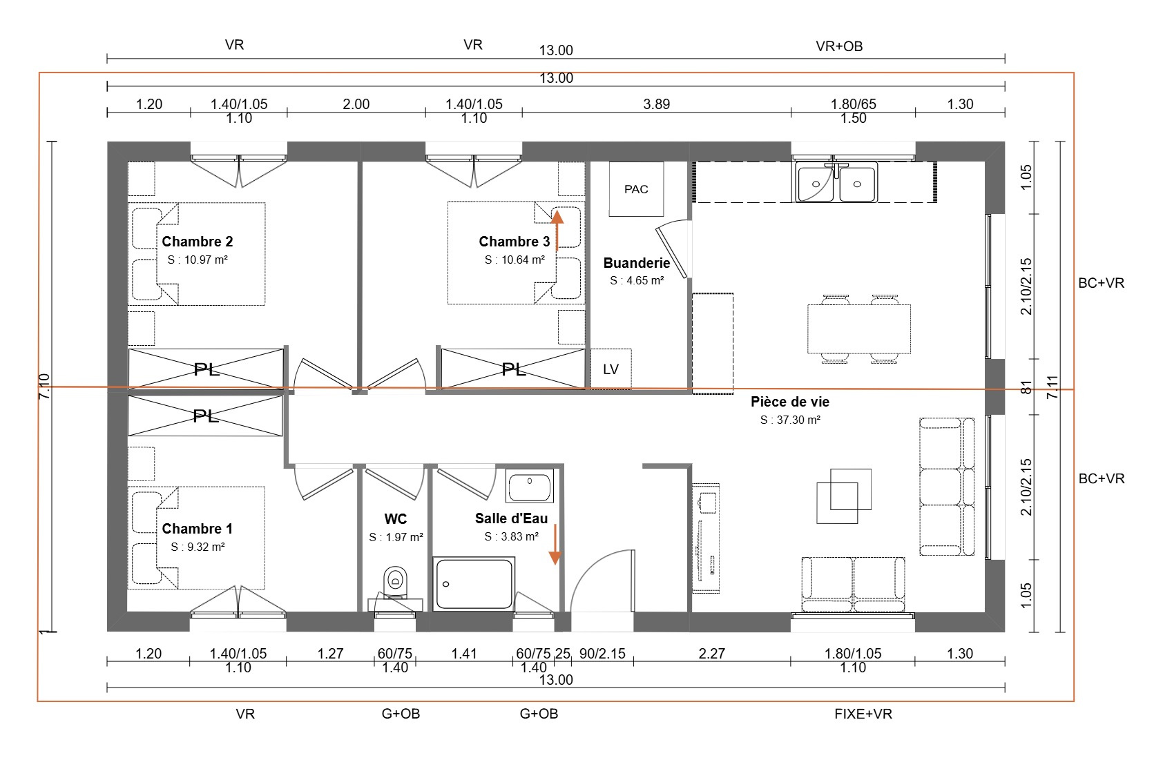 Vente de Maison / Villa d'une surface de 80 m2